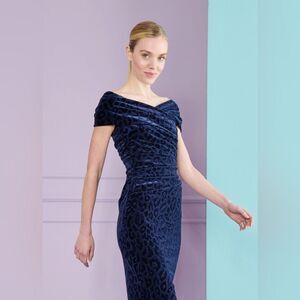 Talbot Runhof royal blue leopard print dress, US14